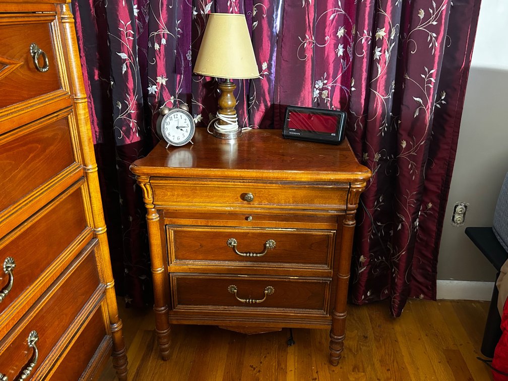 Lexington Nightstand with lamp and alarm clocks