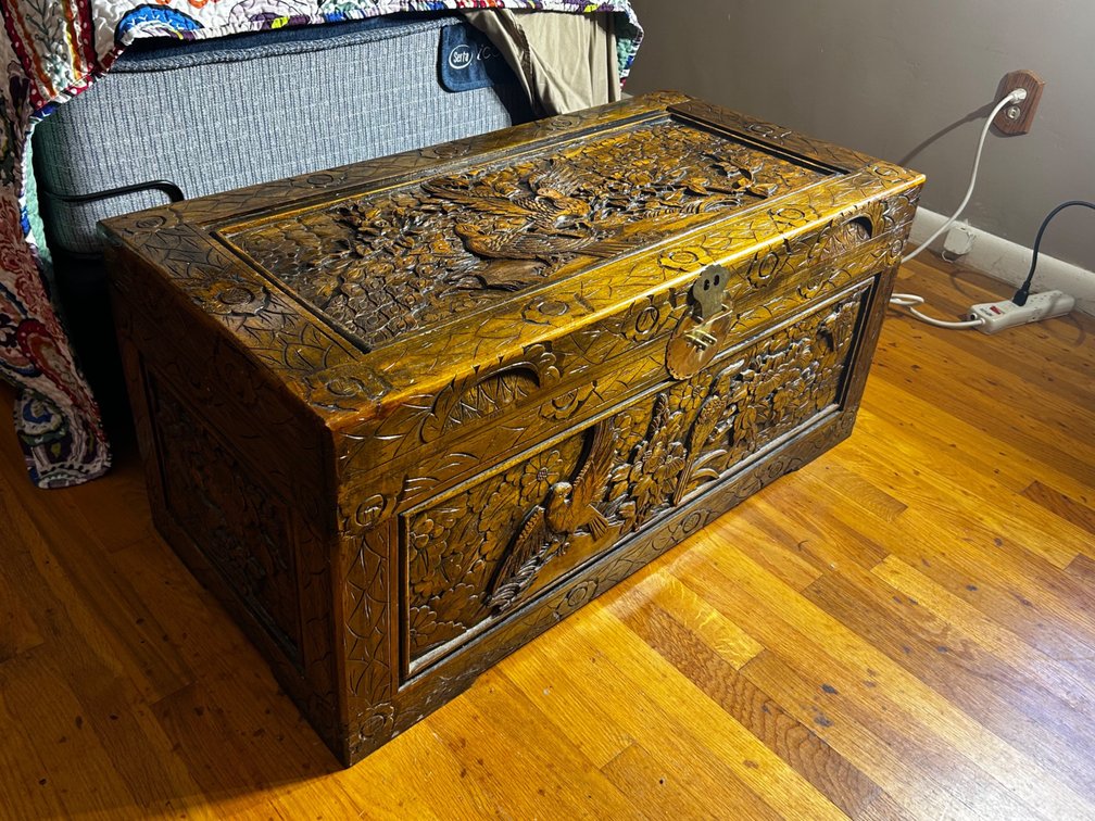 Antique Carved Wooden Chest