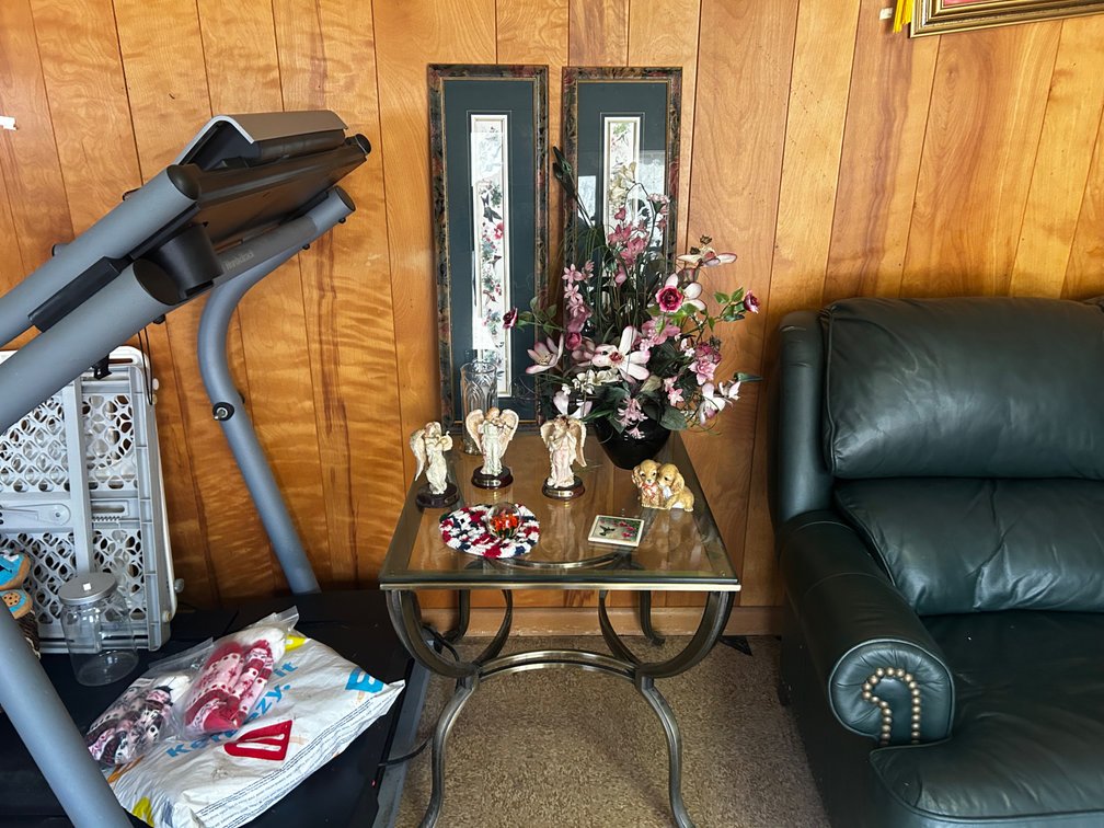 Square Glass top table with decorations