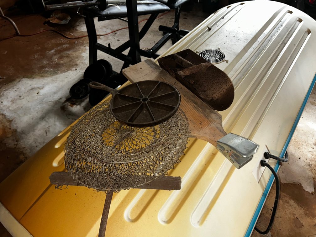 Cast Iron Divided Cornbread skillet with other items