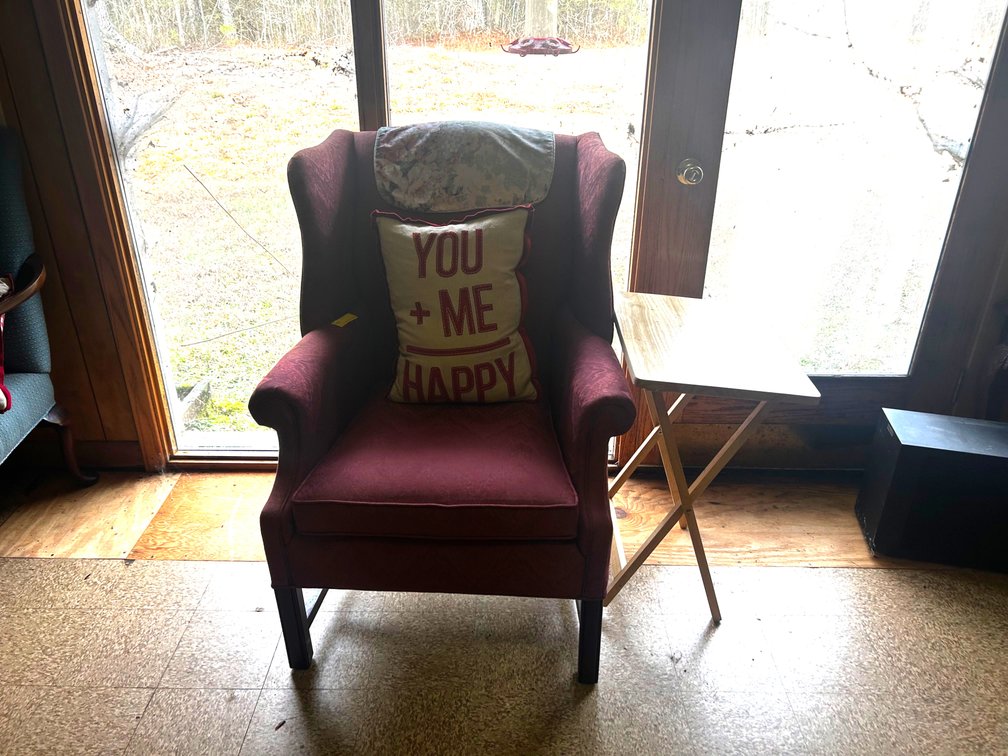 Red Chair, Pillow, TV Table