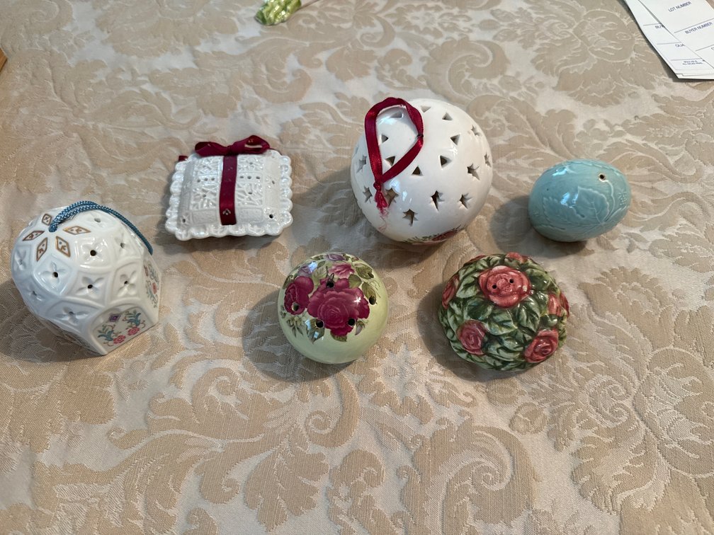 Vintage Ceramic and Porcelain Pomander Balls Potpourri Scent Diffusers