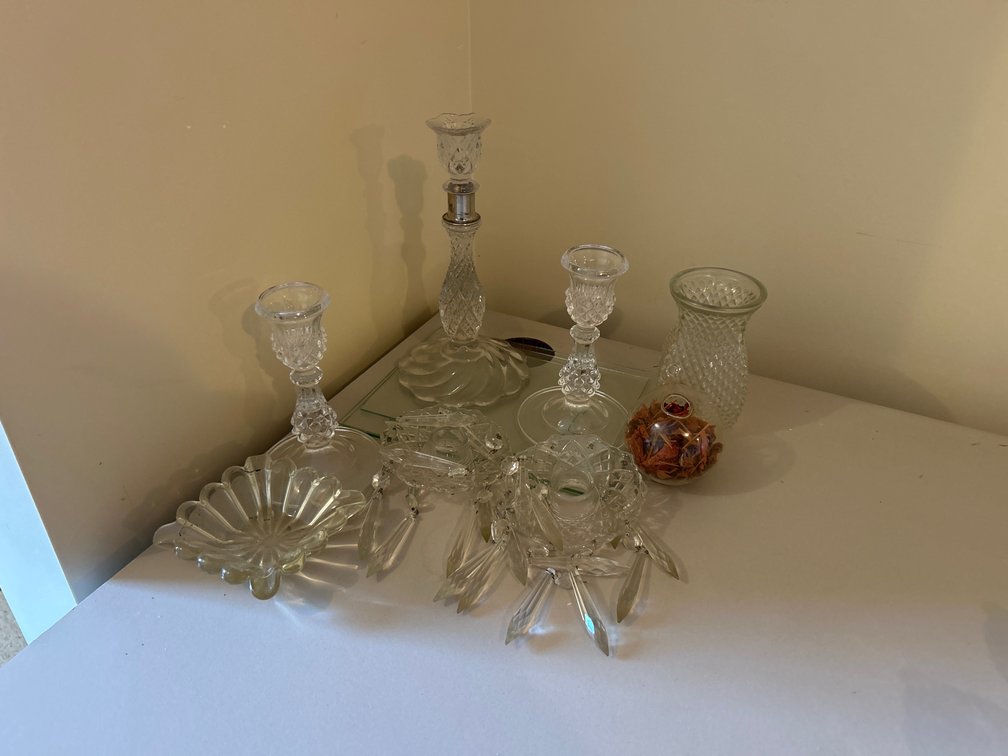 Glass Candle Sticks with other glass pieces