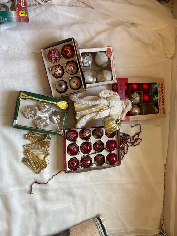 Glass Ornaments with Santa Figurine