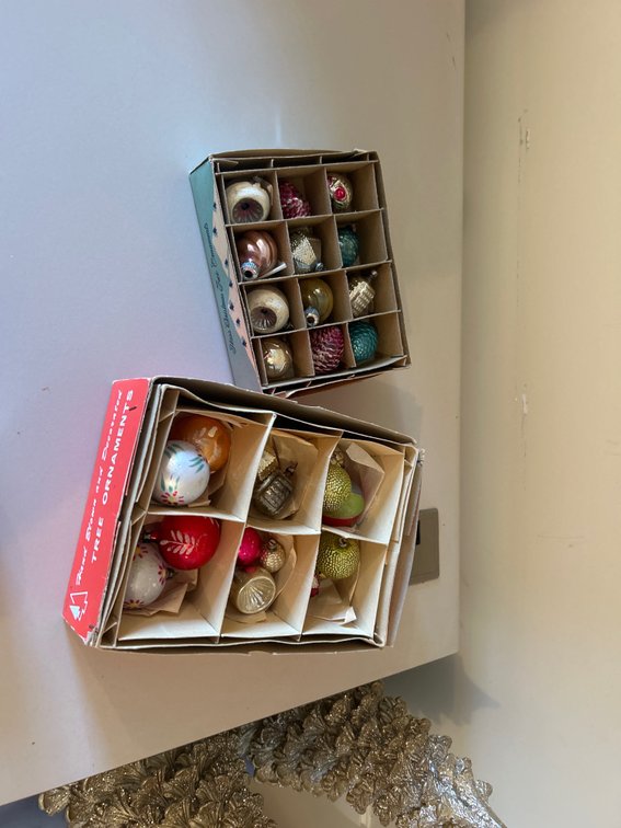 2 Boxes Vintage Christmas Ornaments