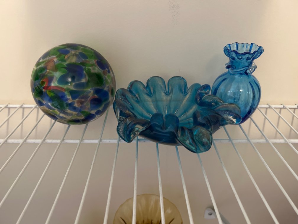 Hand-Blown Glass Ornament -  Vibrant Blue Art Glass -  Vintage Hand-Blown Blue Art Glass Bud Vase
