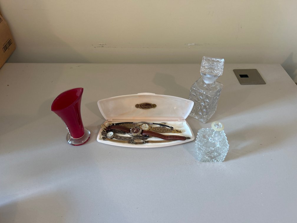 Small Decanters, Tommy Hilfiger Watch with other Vintage Watches