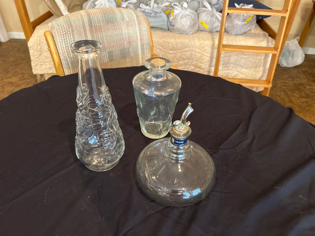 3 different shaped Glass Decanters
