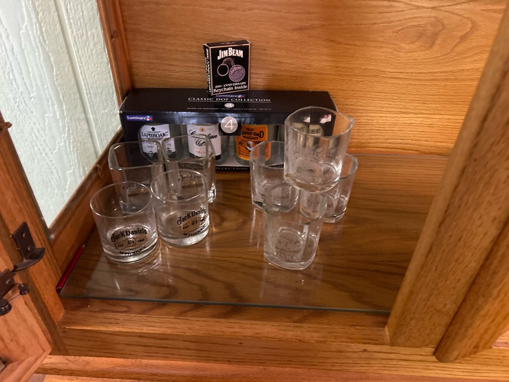 Jack Daniels Glasses, Jim Beam Key Chain, etc