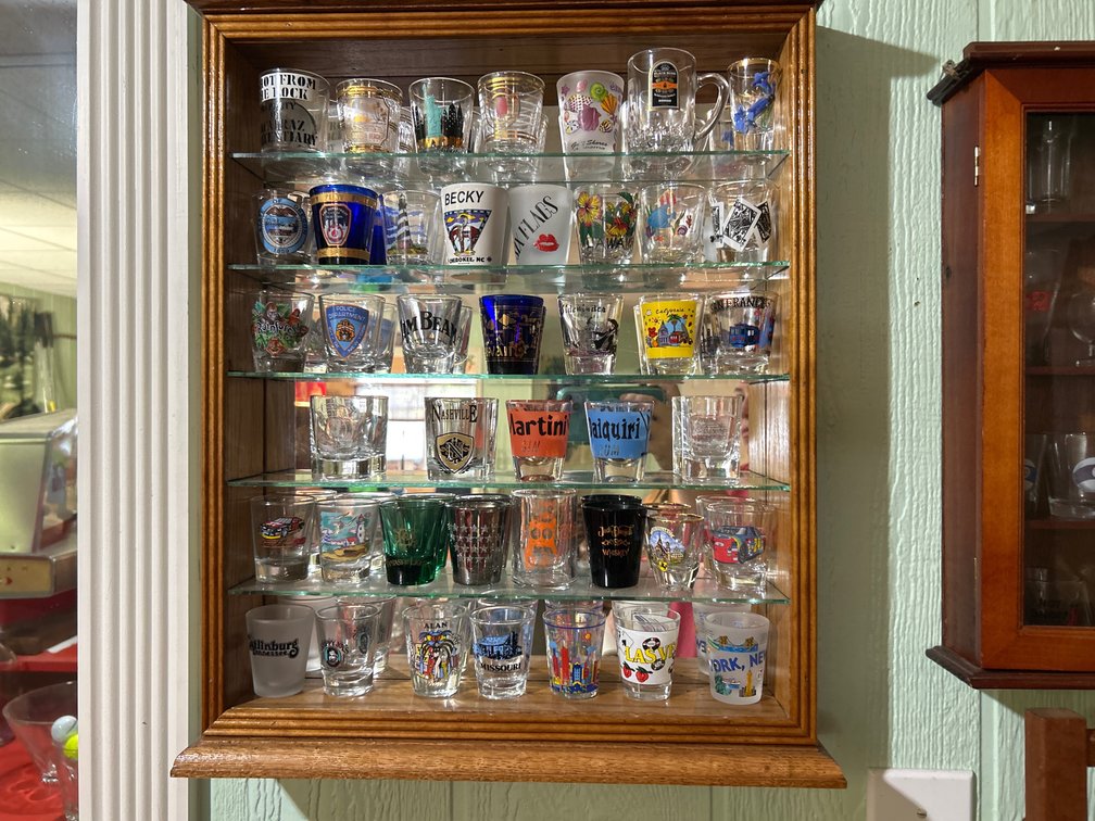 Shot Glasses with Display Case with mirrored back