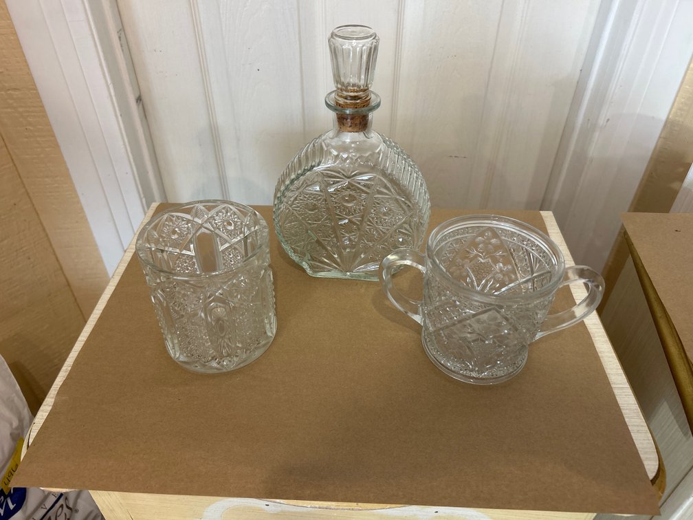 Glass Decanter & Creamer
