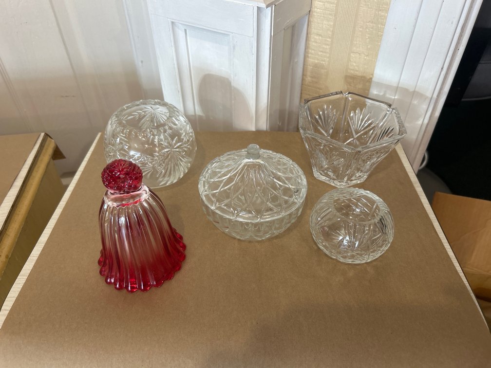Glass Candy Dishes, Red Glass Piece