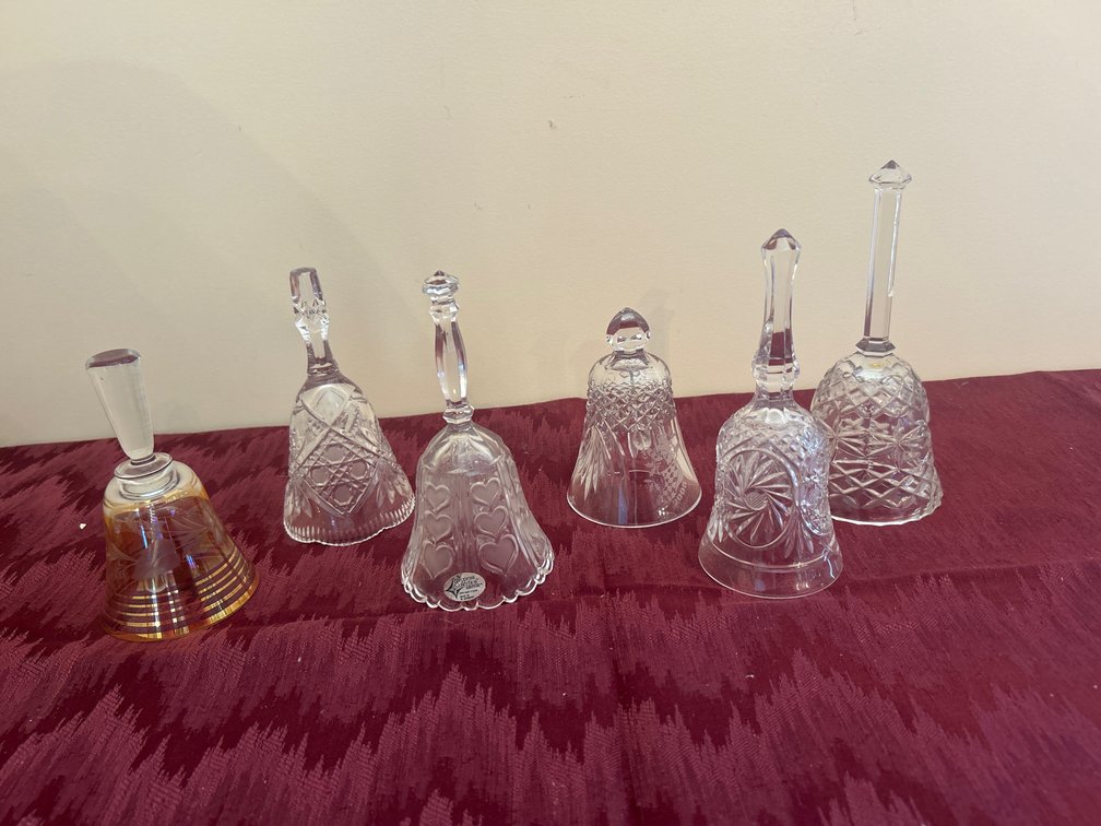 Clear Glass Bells; Amber Glass bell