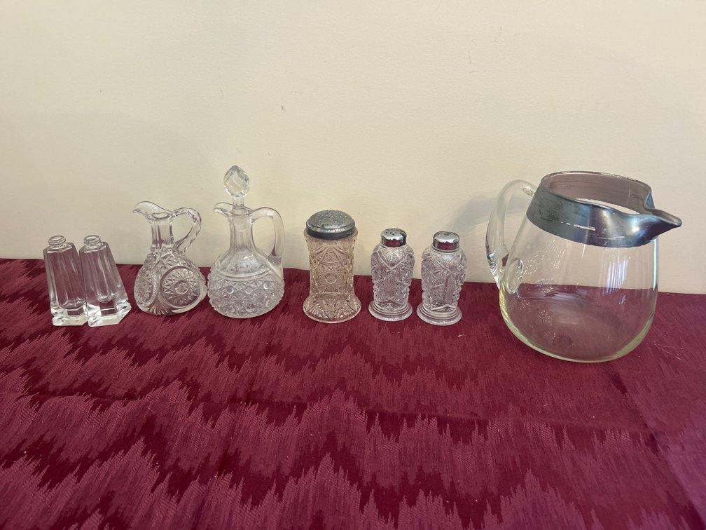 Glass Cruets; Salt & Pepper Shakers