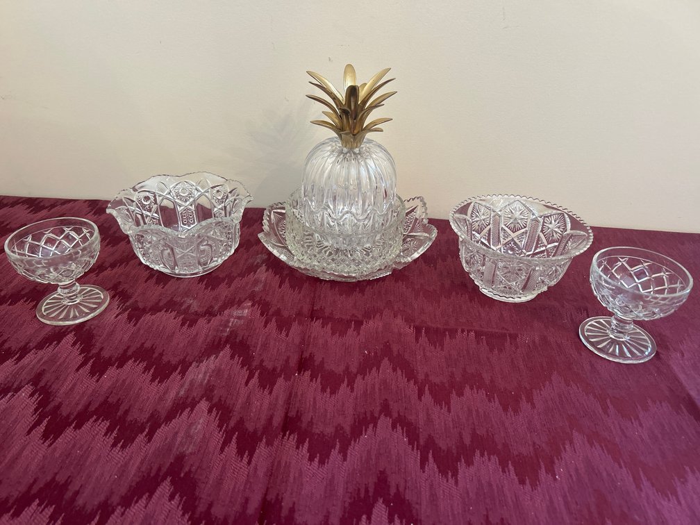 Hollywood Regency Crystal Candy Dish Pineapple Design with more candy dishes