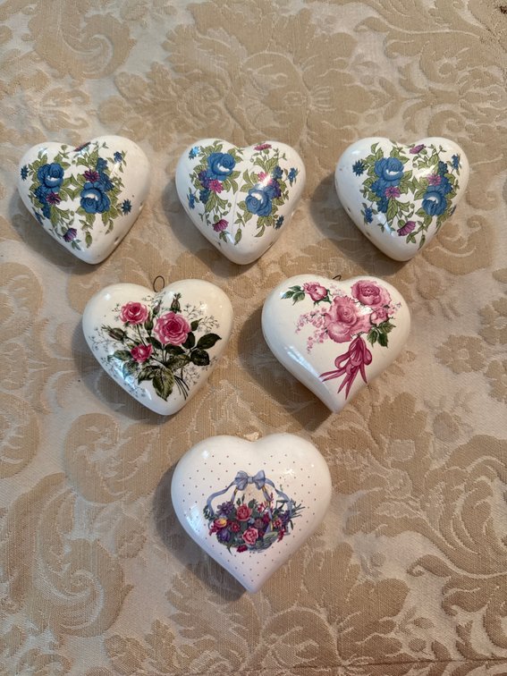 Vintage Porcelain Heart-Shape Floral Pomanders Collection