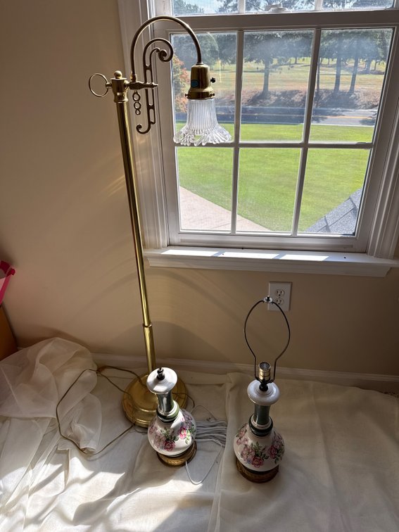 Antique Floor Lamp, Set of 2 Side Table Lamps