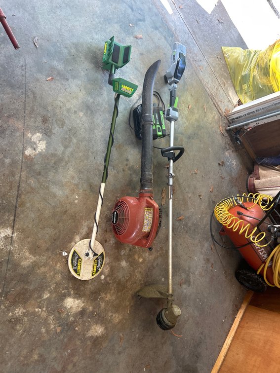 Garrett Crossfire II Metal Detector; Leaf Blower, Weedeater