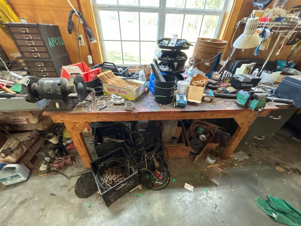 Table with contents on and under table