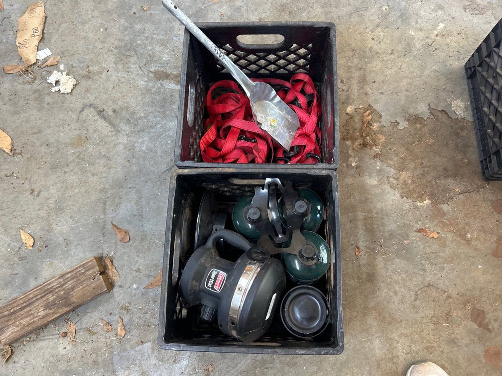 Coleman Sportcat Heater, Propane Bottles, Ratchet Straps