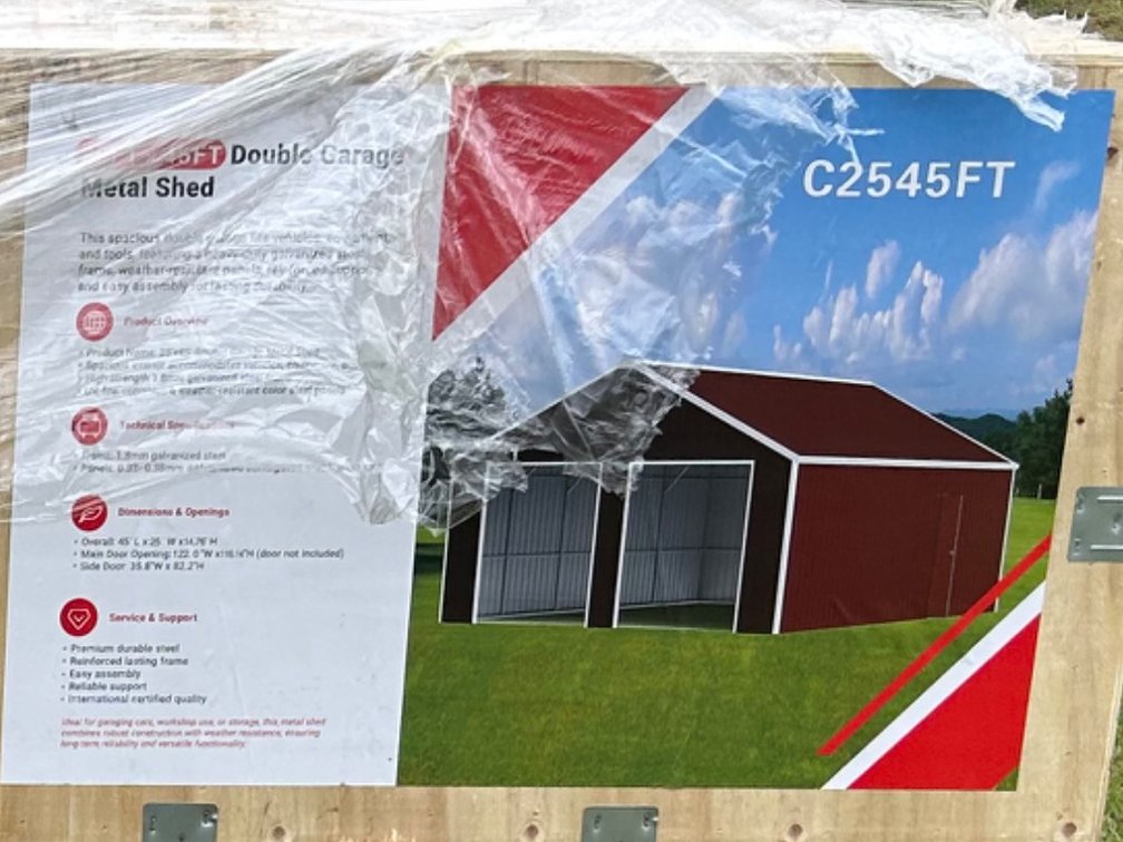 25ft × 45ft Double Garage Metal Shed