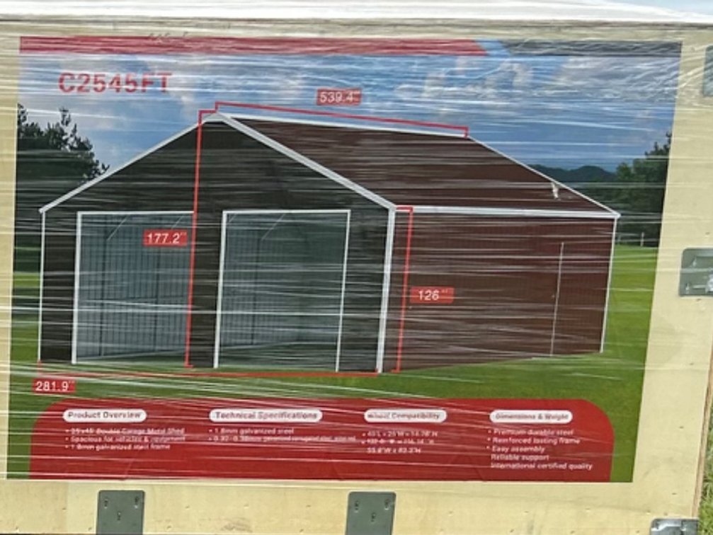25ft × 45ft Double Garage Metal Shed