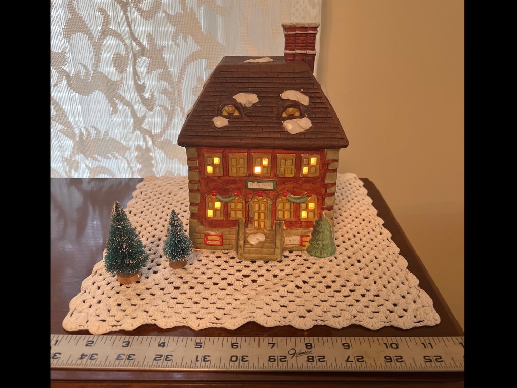Light Up House With 2 Small Trees