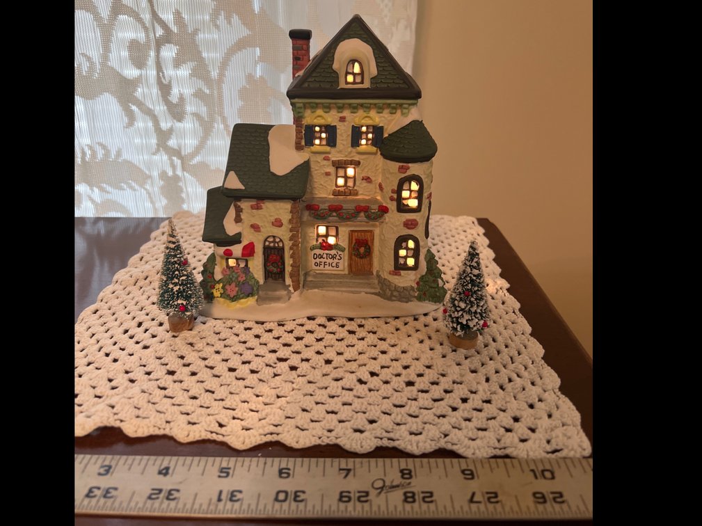 Light Up House With 2 Small Trees 