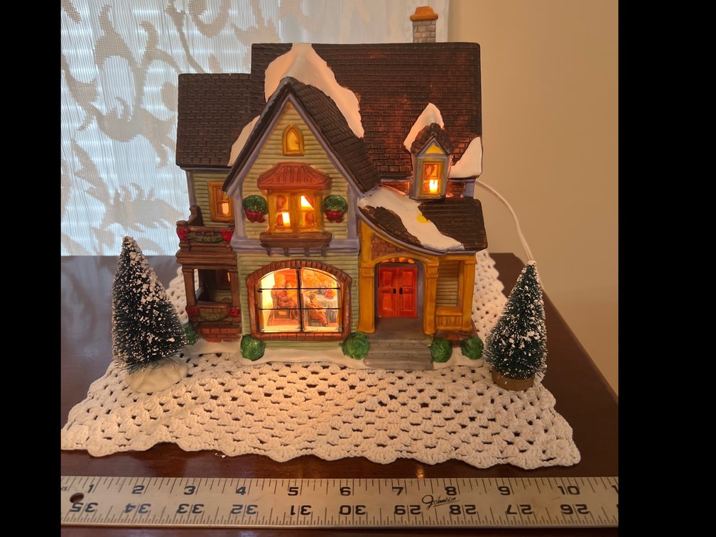 Light Up House With 2 Small Trees 