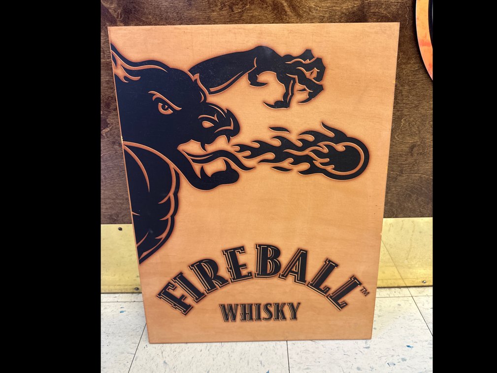 Wooden Fireball Sign 