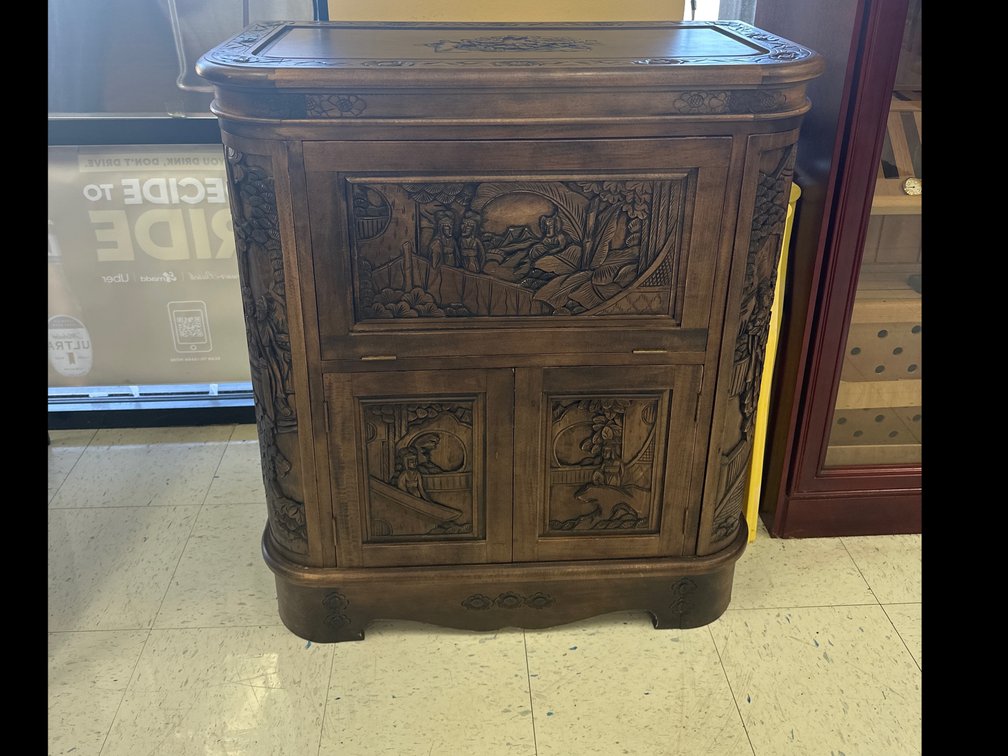 Antique Hand Carved Chinese Wood Bar/Cabinet