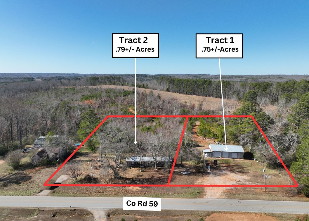 Tract 1 – Unrestricted 0.75+/- acres with 3 Bay Shop 