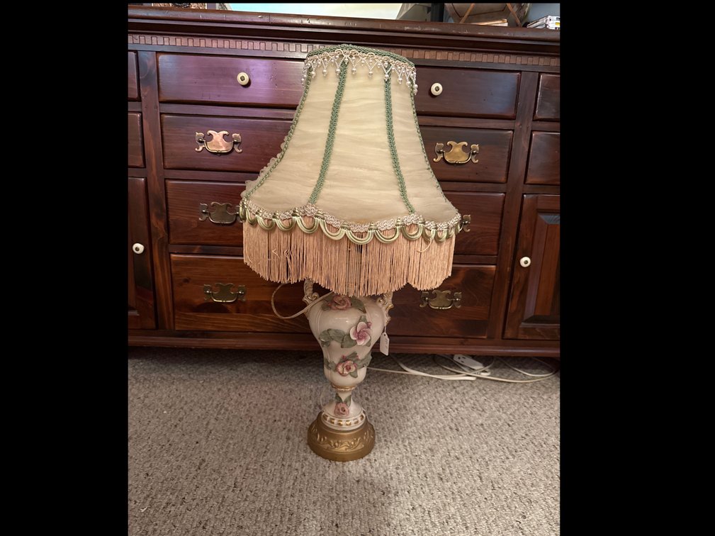 Vintage Lamp with Fringe on Lampshade
