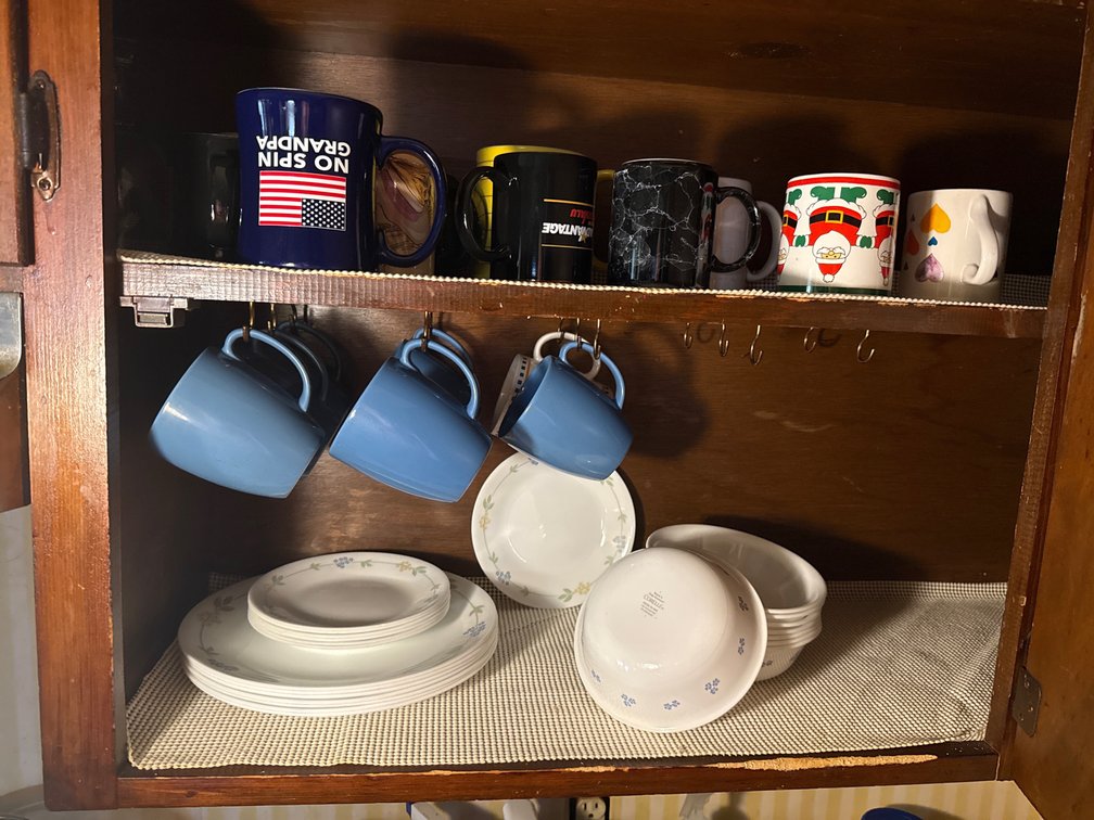 Coffee Mugs with Corelle Plates and Bowls