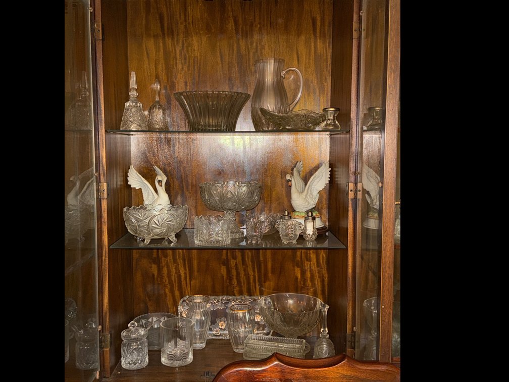 Glass Vases, Candy Dishes, Bells, Swan Figurines 