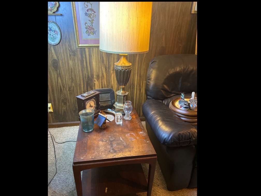Side Table with Lamp and Contents on Table