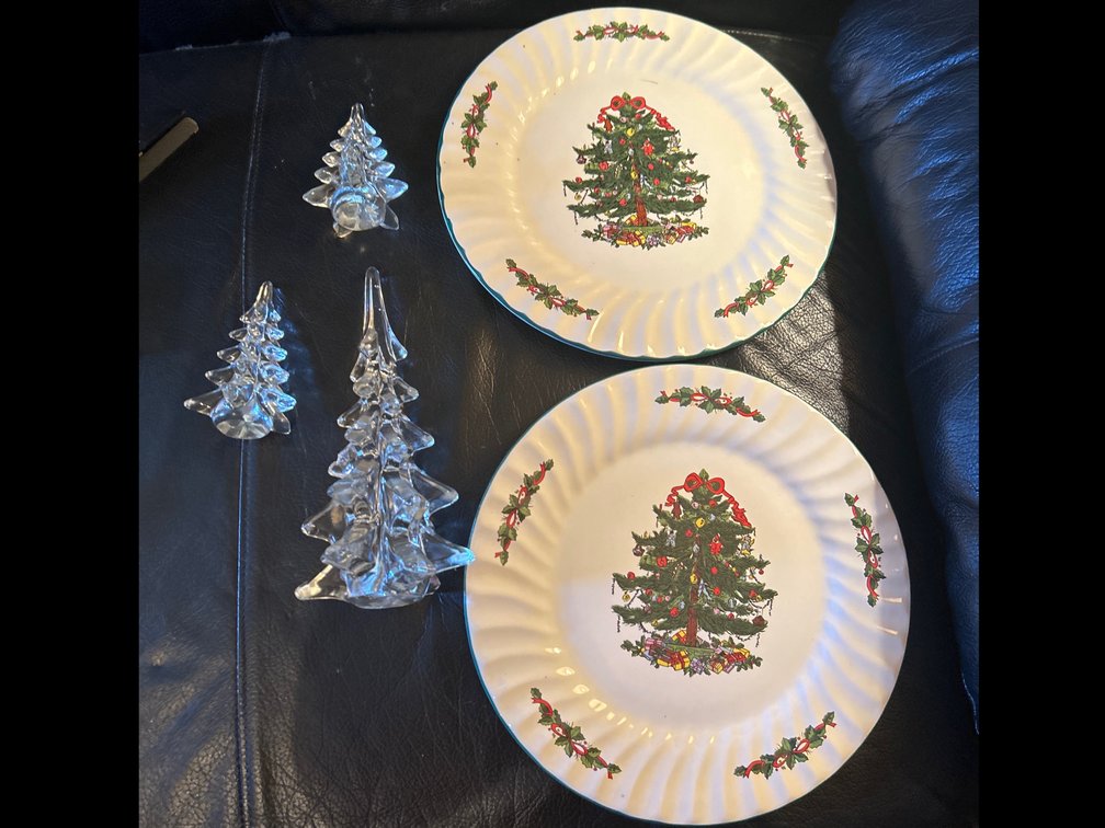 Christmas Plates with Glass Trees