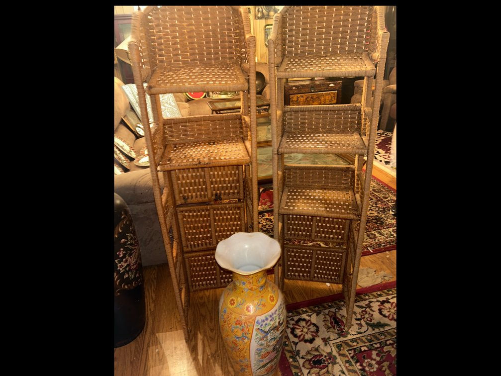 Wicker Shelf with Vase