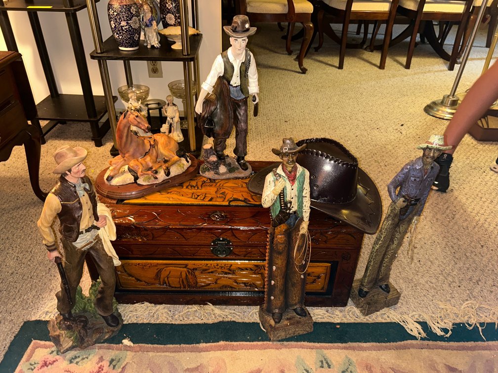 Small Cedar Chest with Cowboy Figurines 