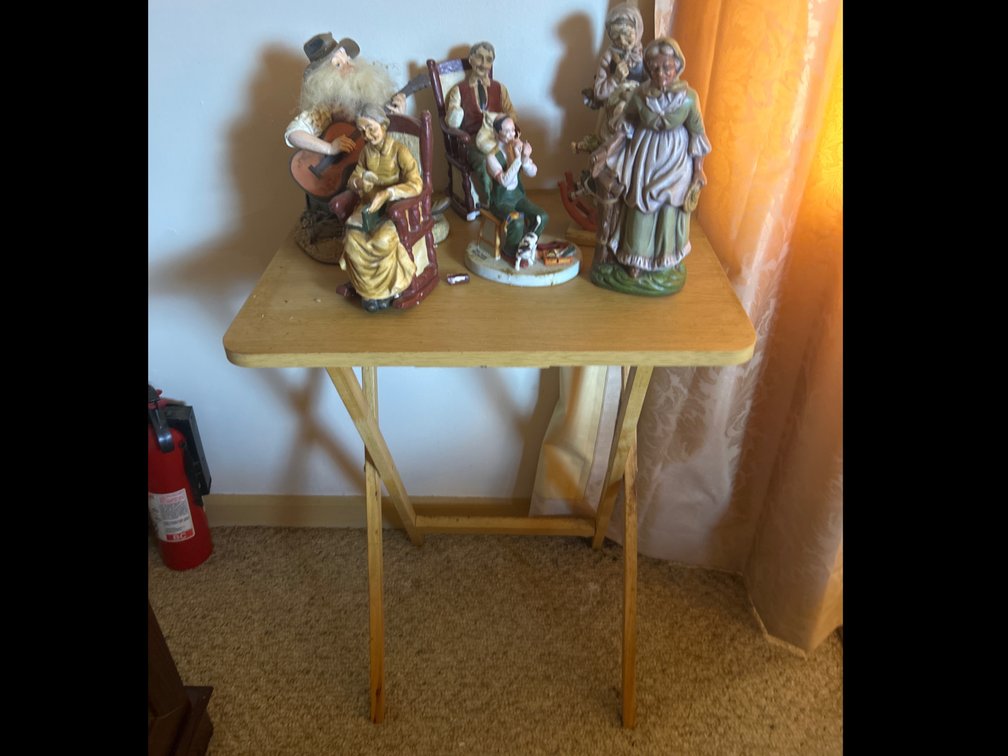 Norman Rockwell Figurines and TV Table 
