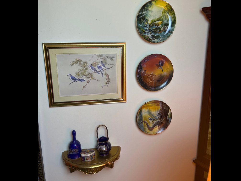 Hanging Plates, Picture, Shelf with Contents 