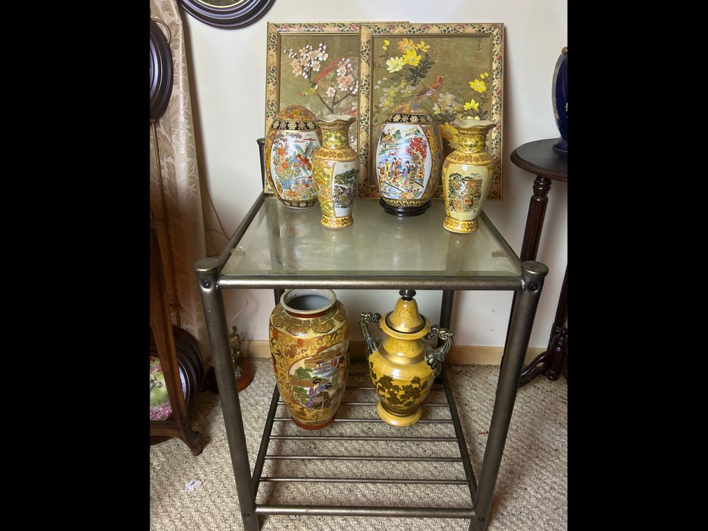 Glass Top Table with Contents