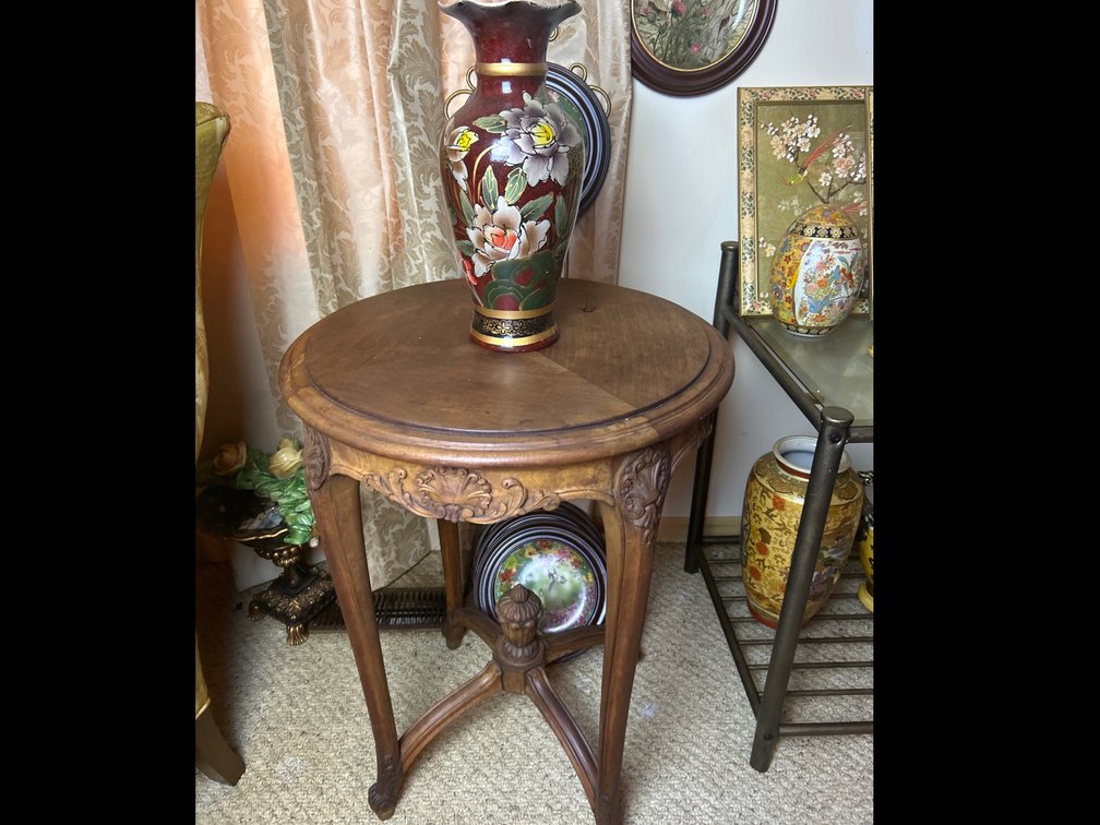 Beautiful Wood Side Table with Vase