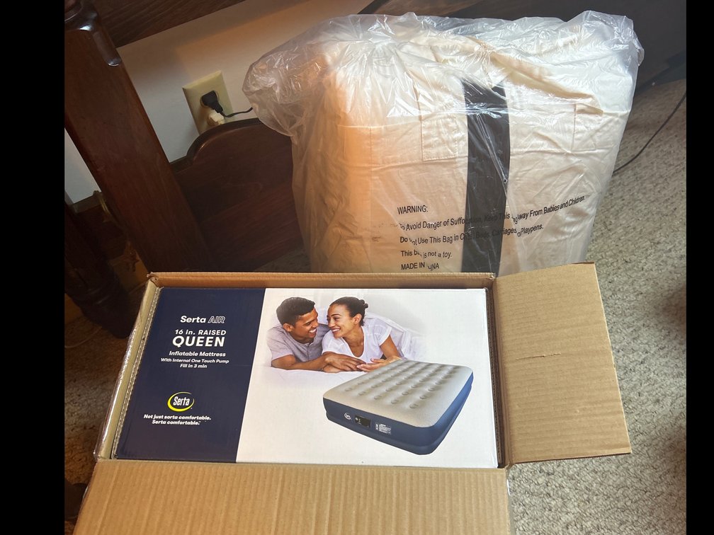 Queen Air Mattress, Standard Size Comforter and Sham Set 