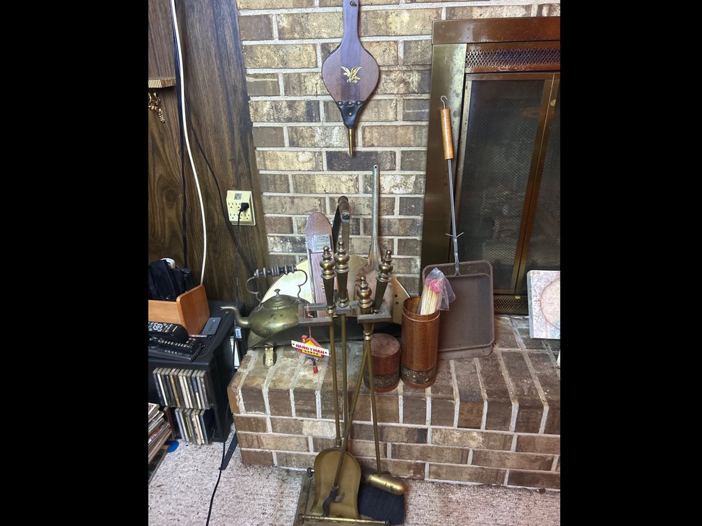 Vintage Fireplace Essentials, Teapot, Matches, Etc.