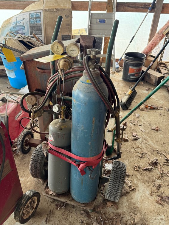 Cutting Torches, Acetalyne Bottles and Dollie 