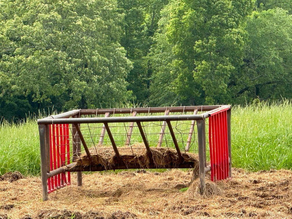 Round Bale Hay Feeder in Southwest Pasture