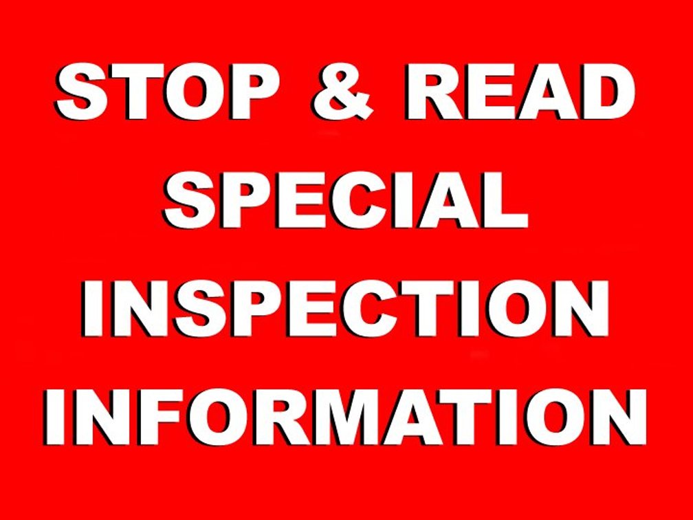 SPECIAL INSPECTION:  Saturday, June 1st, from 10:00 a.m. until 3:00 p.m. at 716 Rock Creek Road, Glenwood, AR 71943