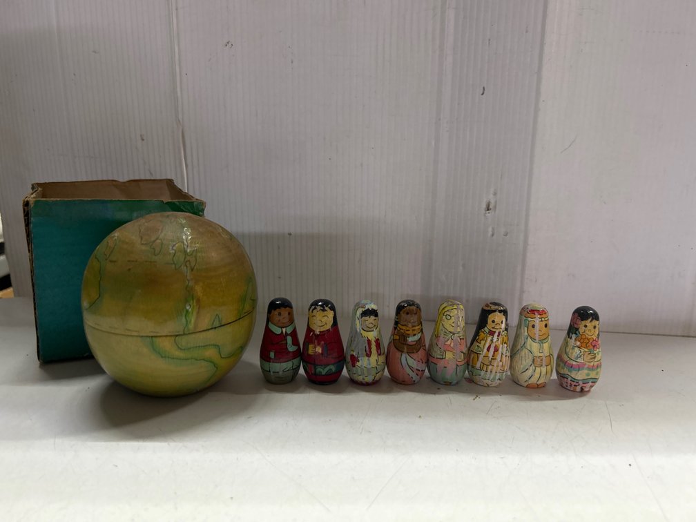 Multicultural Nesting Wooden Dolls and World