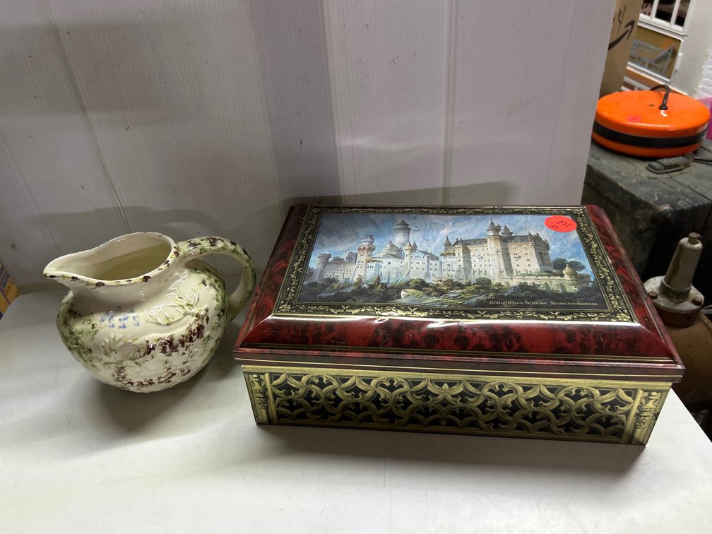 Ceramic Pitcher, Metal Storage Box